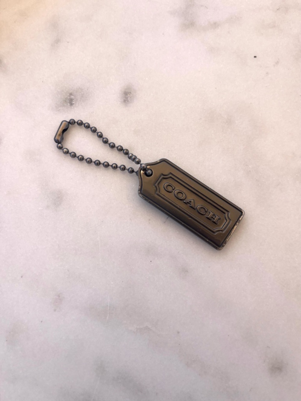 COACH Metal Hang Tag, Dark Silver